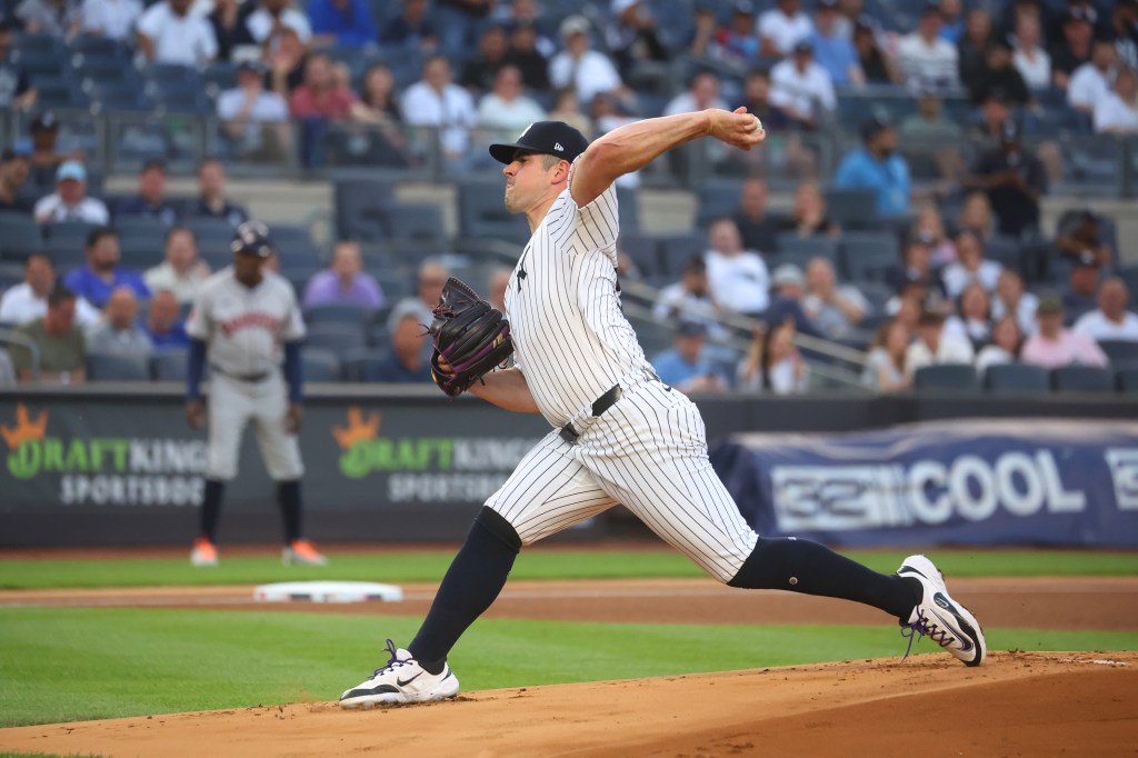 Carlos Rodon pitching against the Astros on Wednesday night.