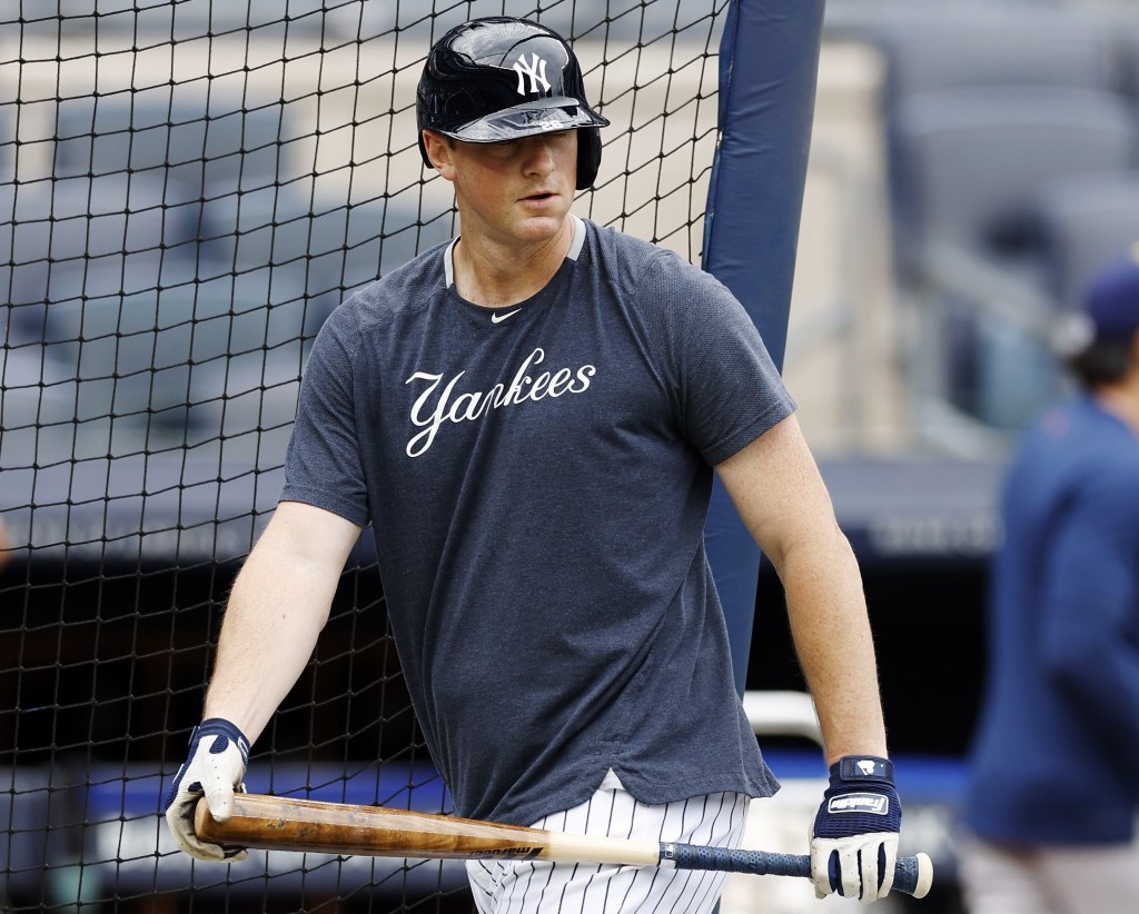 DJ LeMahieu, taking batting practice against the Astros on Thursday, faced live pitching on Saturday for the first time since his rehab assignment on April 23.