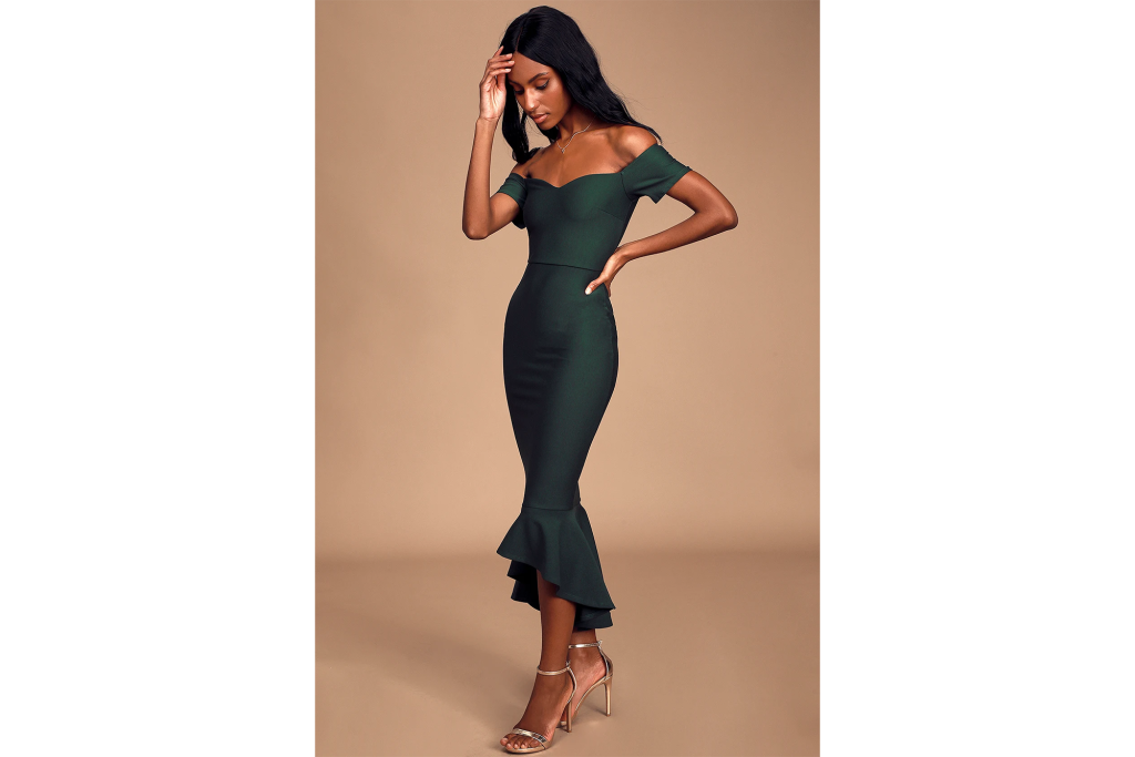 Lulus How Much I Care Off-the-Shoulder Midi Dress