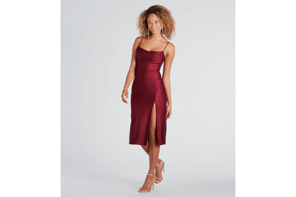 Windsor Sleek and Smooth High Slit Midi Dress