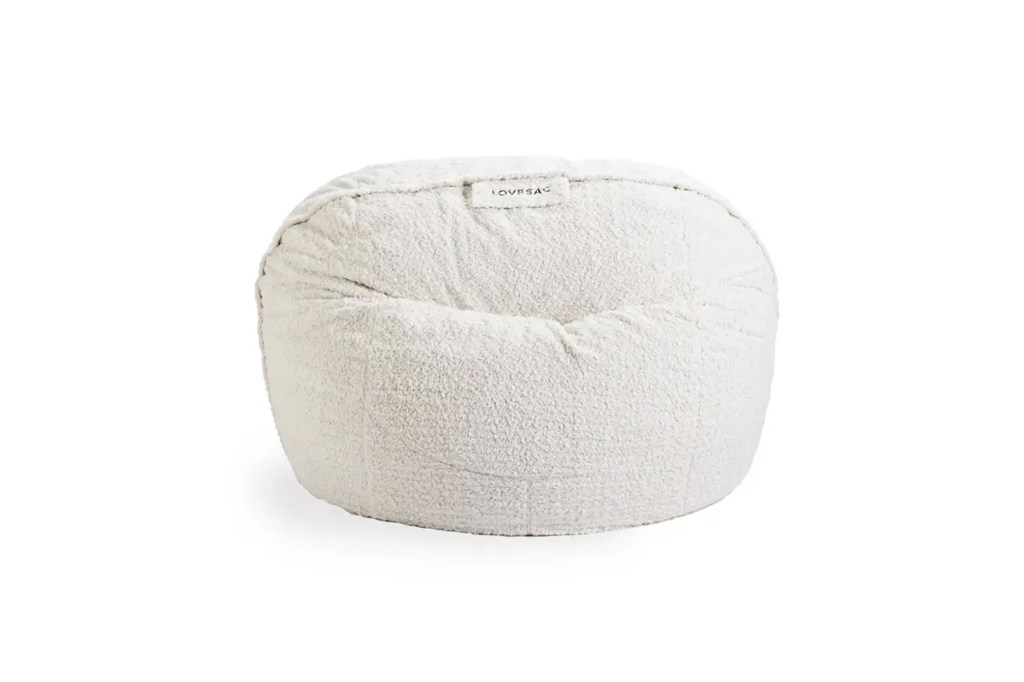 A white bean bag chair