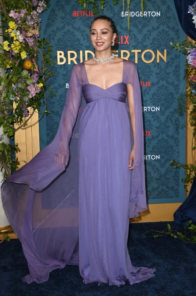 Emma Naomi attends the premiere of "Bridgerton" Season 3