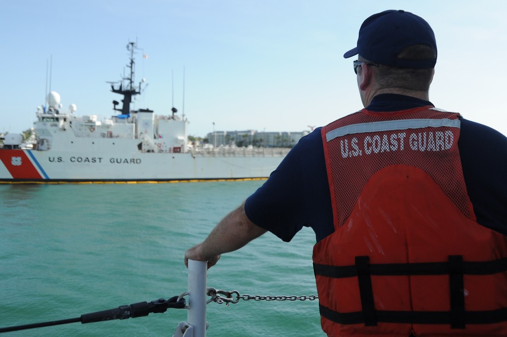 Coast Guard cutter on the high seas.