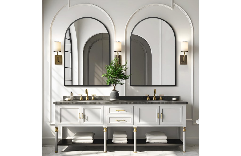 Vercher Metal Arched Bathroom/Vanity Mirrors (Set of 2)