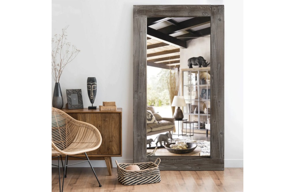 Mateus Distressed Solid Wood Full Length Wall Mirror
