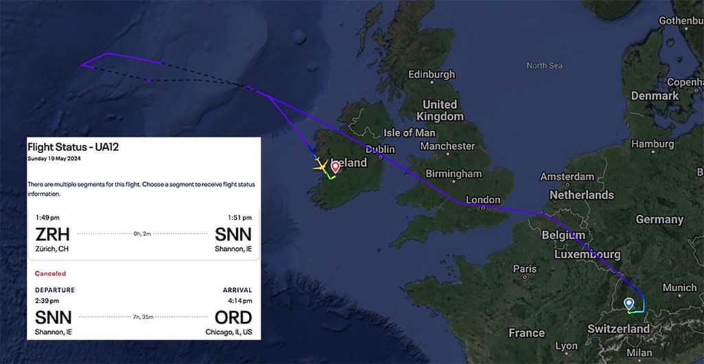 A map of the flight's route.