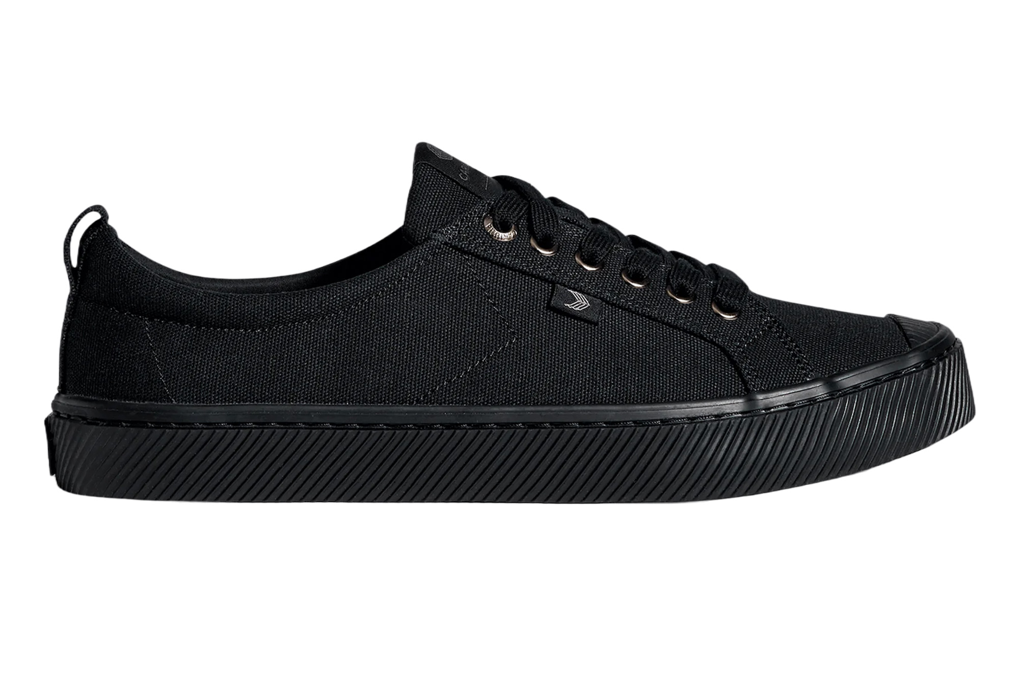 A black low top sneaker