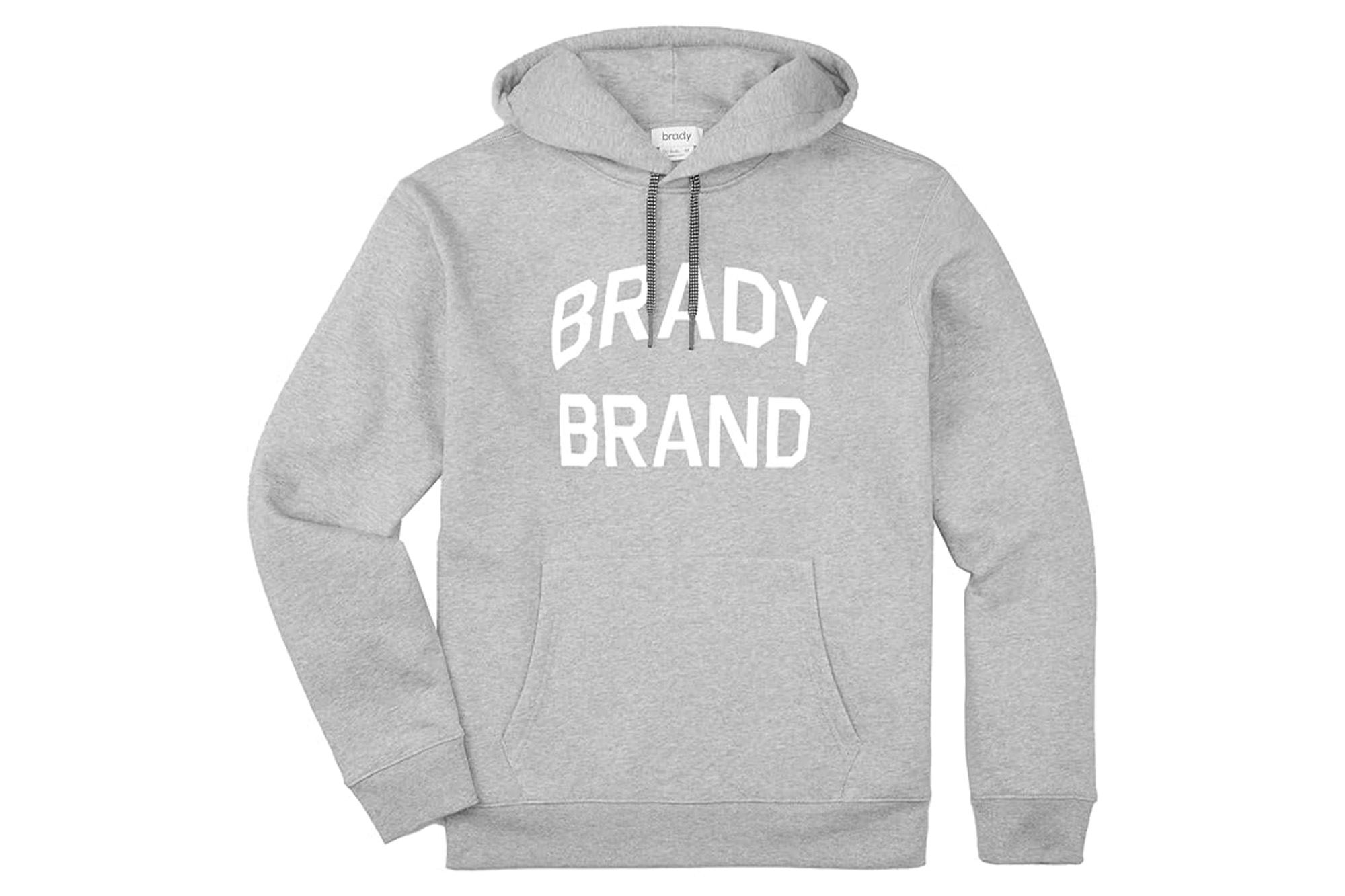 A gray hoodie that says "Brady Brand" on it