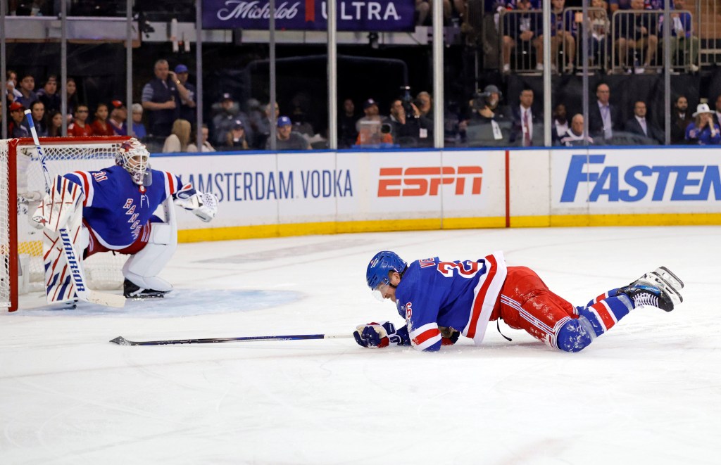 Rangers winger Jimmy Vesey was injured during Game 2.