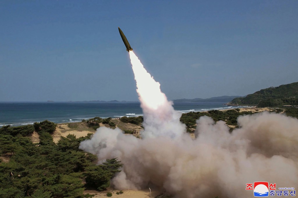  North Korean government, shows what it says a test fire of tactical ballistic missile 