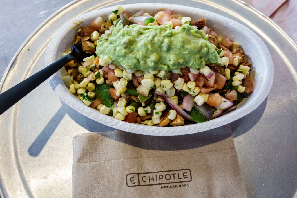 A bowl of food from Chipotle