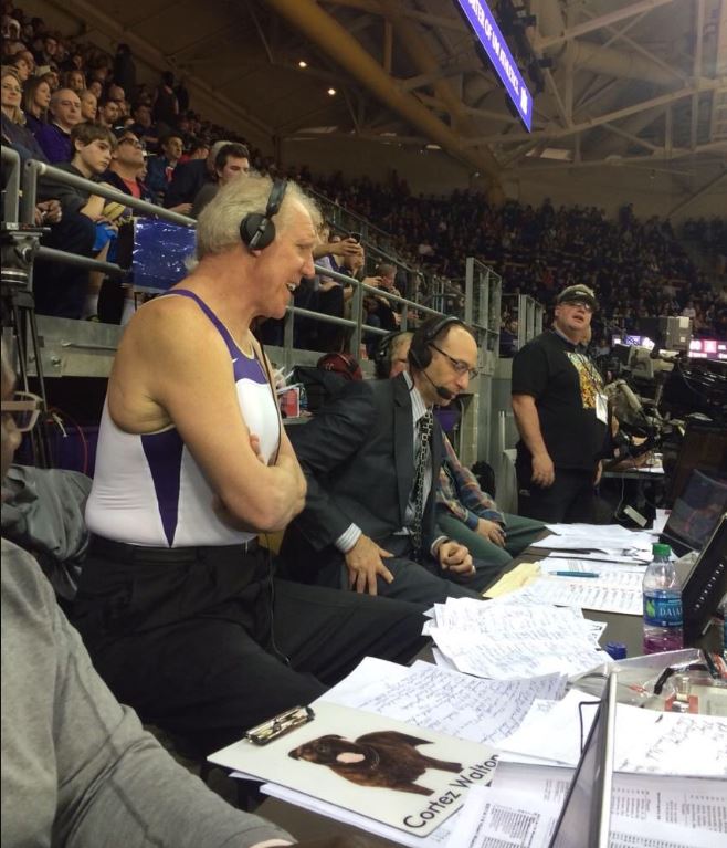 Dave Pache posted a photo of him calling a game with Bill Walton.