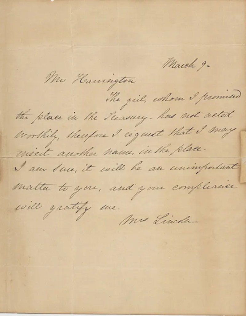 Mary Todd Lincoln Letter