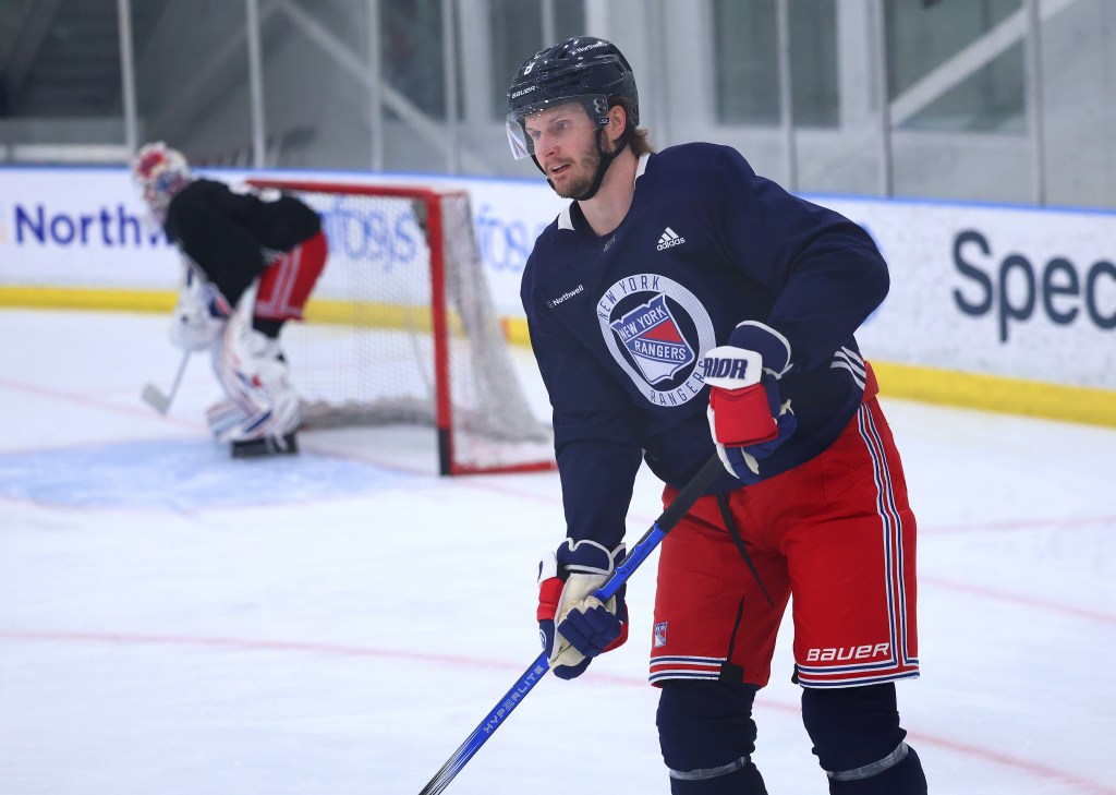 Rangers captain Jacob Trouba, participating in practice on Wednesday, said the Rangers must be able to keep their cool in their own zone when the Hurricanes start swarming.