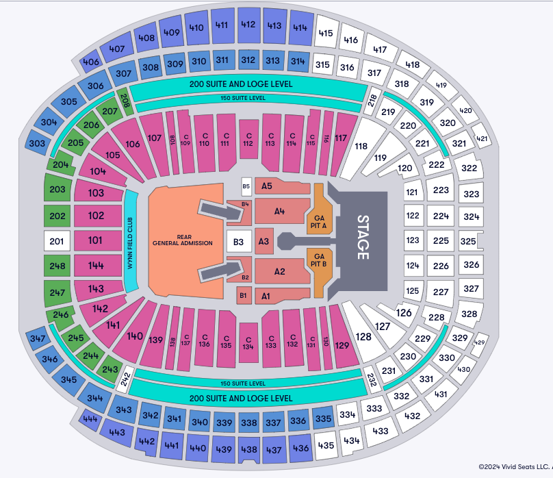 A map of Allegiant Stadium.