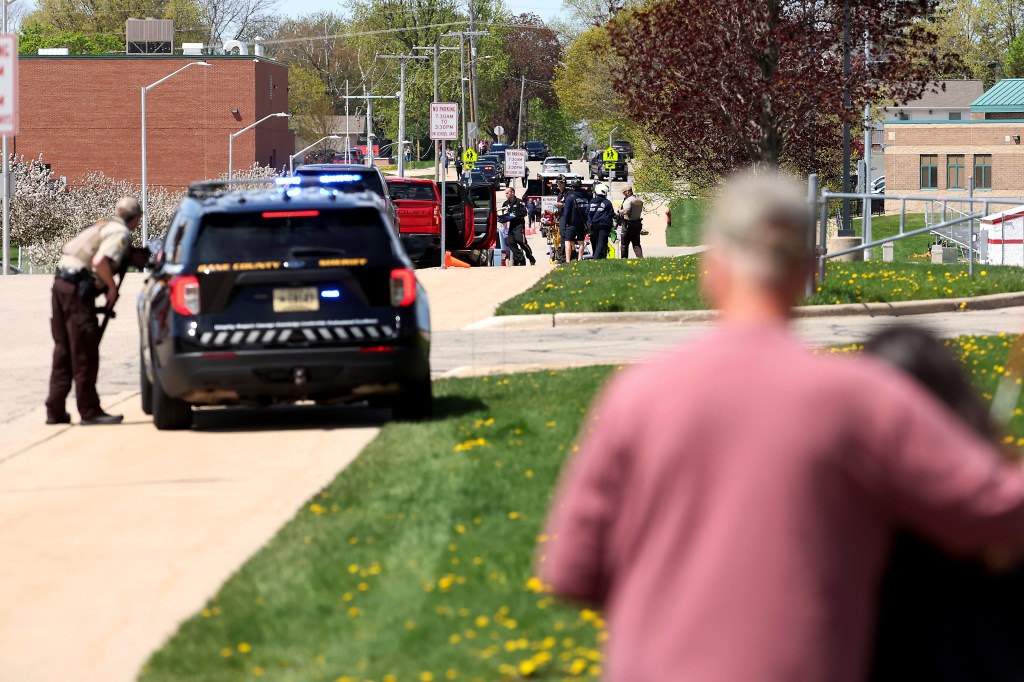 Police outside the middle school.