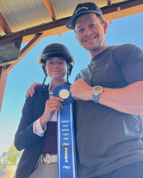 FOALING AROUND: Mark Wahlberg is a proud papa after daughter Grace, 14, wins a first-place ribbon at a California horse show.