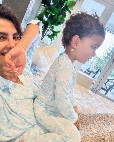 CUDDLE HUDDLE: Mama Priyanka Chopra spends a cozy day at home twinning with 2-year-old daughter Malti.