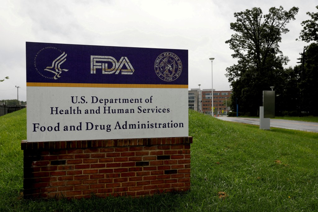 Signage outside the Food and Drug Administration (FDA) headquarters in White Oak, Maryland, U.S. on August 29, 2020.