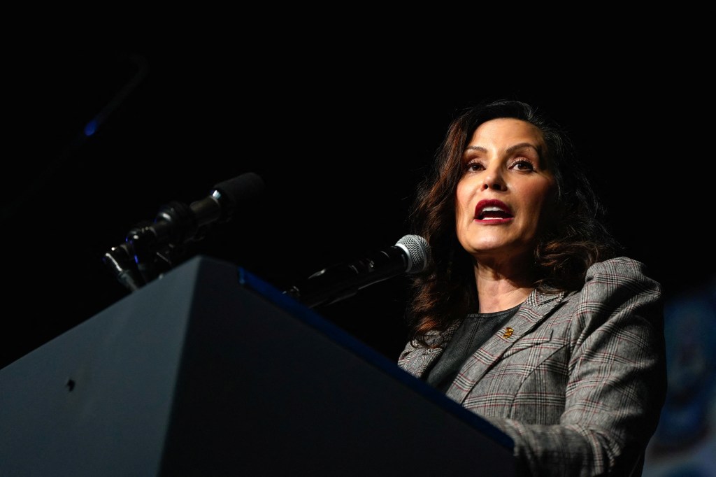 Michigan Governor Gretchen Whitmer speaks at the Detroit Branch NAACP annual Fight for Freedom Fund Dinner in Detroit, Michigan, U.S., May 19, 2024