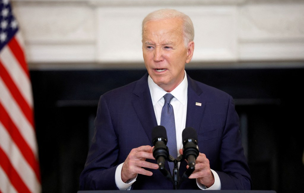 President Joe Biden delivers remarks on the Middle East in the State Dining room at the White House in Washington, U.S., May 31, 2024.