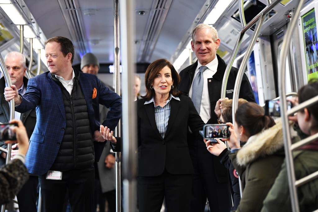 Gov. Kathy Hochul and Janno Lieber, the MTA's chair and CEO, take the subway.