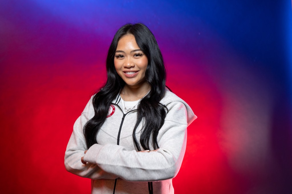 Gymnast Suni Lee poses for a portrait during the 2024 Team USA Media Summit at Marriott Marquis Hotel on April 15, 2024 in New York City.