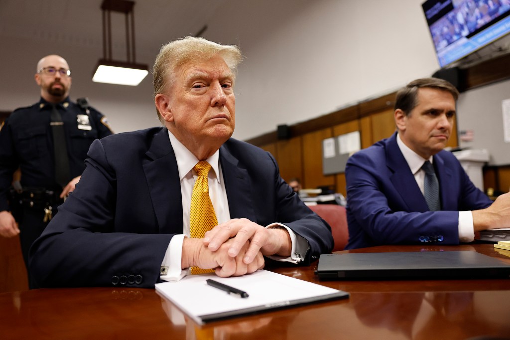 Former President Donald Trump sits in the courtroom for his trial at the Manhattan criminal court, Tuesday, May 21, 2024, in New York.