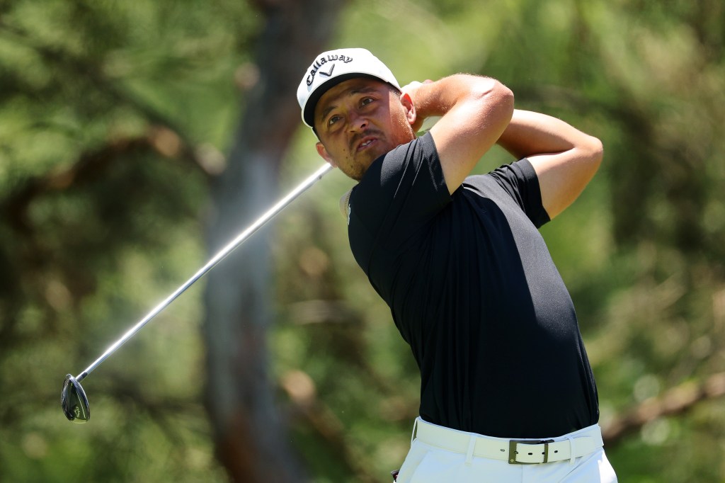 Xander Schauffele of the United States plays his shot from the second tee during the final round of the Memorial Tournament presented by Workday at Muirfield Village Golf Club on June 09, 2024 in Dublin, Ohio.