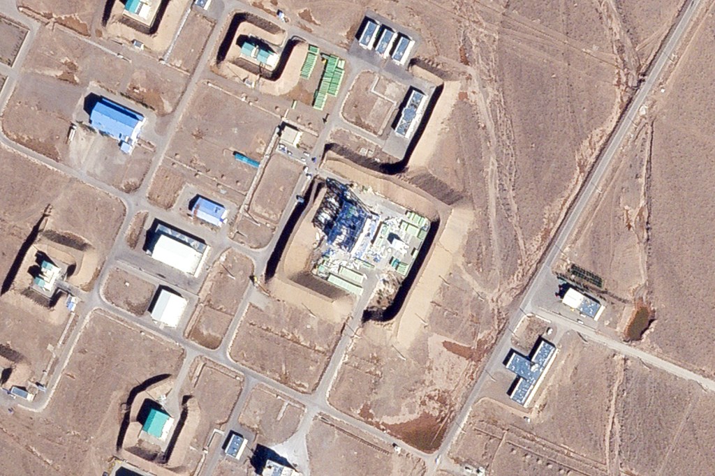 This satellite photo from Planet Labs PBC shows a damaged large building at the Revolutionary Guard's Shahroud Space Center in Semnan province, Iran, Tuesday Oct. 29, 2024.