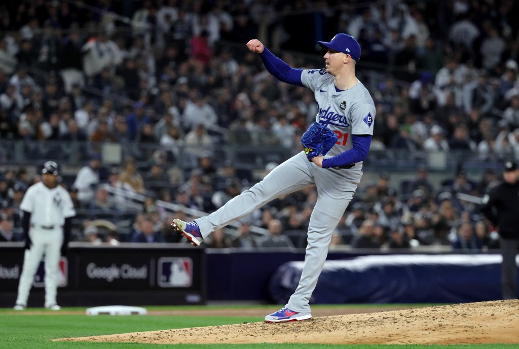 Dodgers starting pitcher Walker Buehler #21 throws a pitch during the second inning.