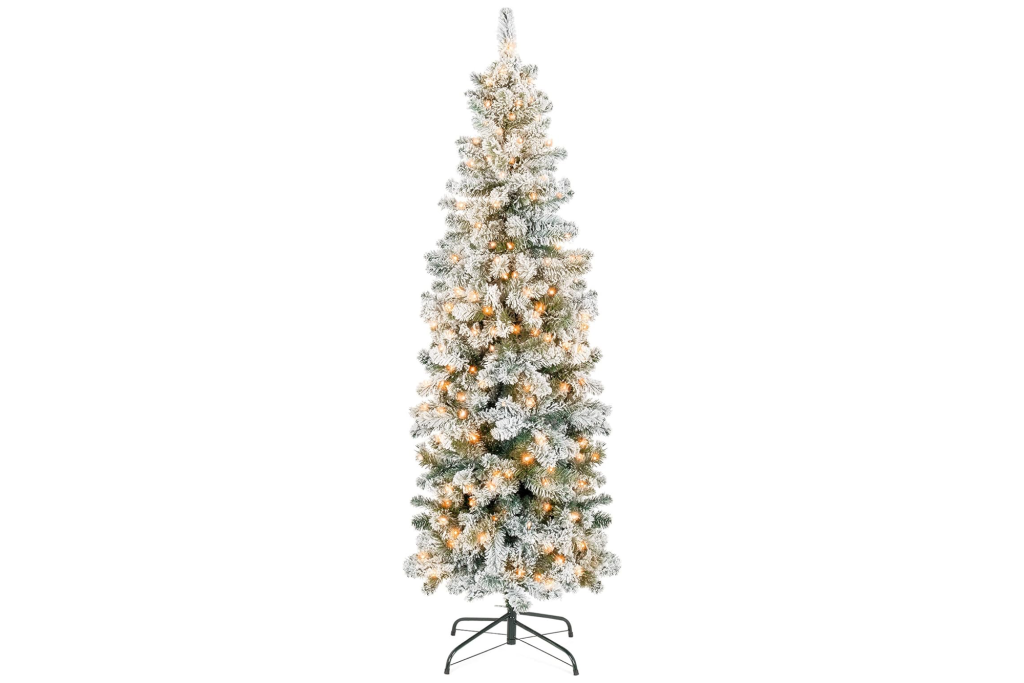 Best Choice Products Flocked Pencil Christmas Tree