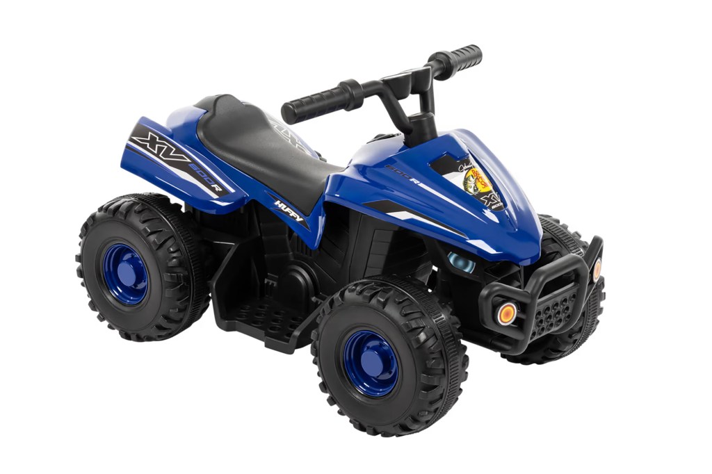 A blue and black toy vehicle