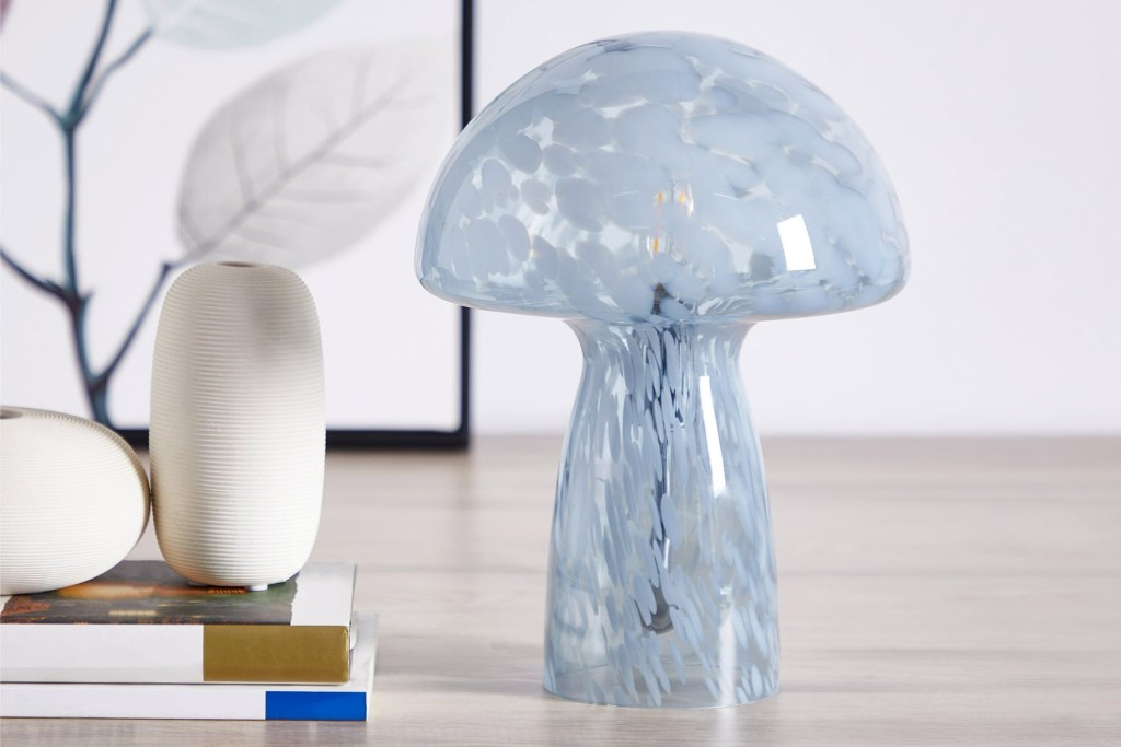 Blue gray mushroom lamp