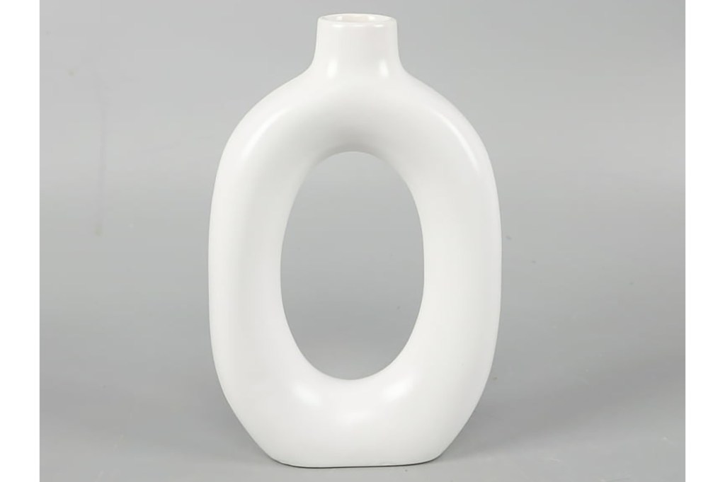 White ceramic donut vase