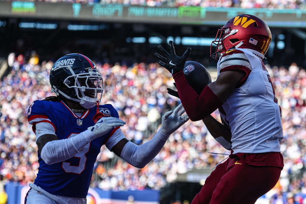 Deonte Banks gives up a touchdown to Terry McLaurin during the Giants' loss to the Commanders on Nov. 3, 2024.  