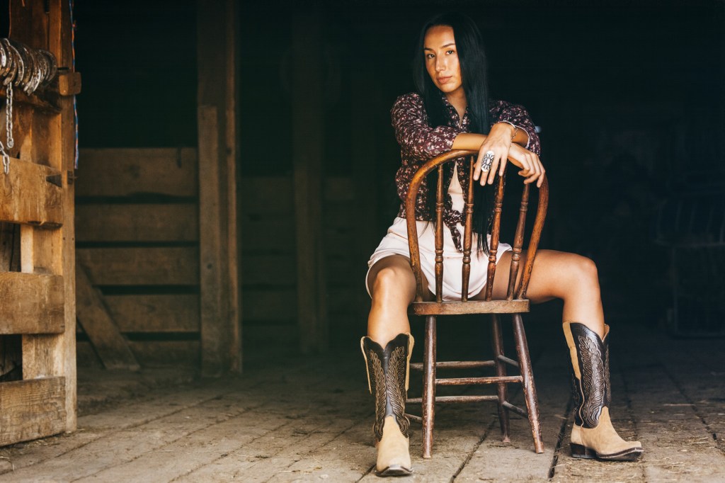 A woman sitting on a chair