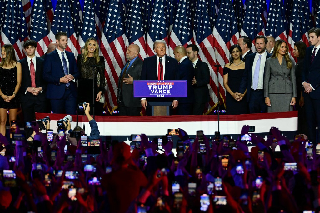 Trump was joined on stage by a bevvy of his leading ladies, including granddaughter Kai, daughters Ivanka and Tiffany, and daughter-in-law Lara. 