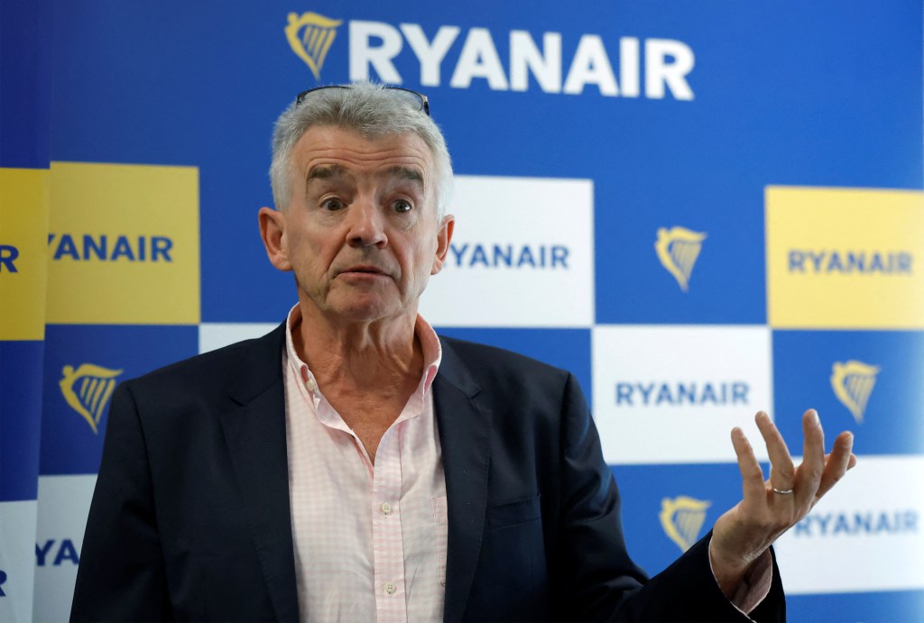 Ryanair Chief Executive Michael O'Leary speaks to media during a press conference after the airline's annual general meeting, in Dublin, Ireland, September 12, 2024.