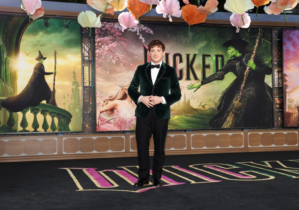 Ethan Slater attends a premiere for the film "Wicked" in Los Angeles, California