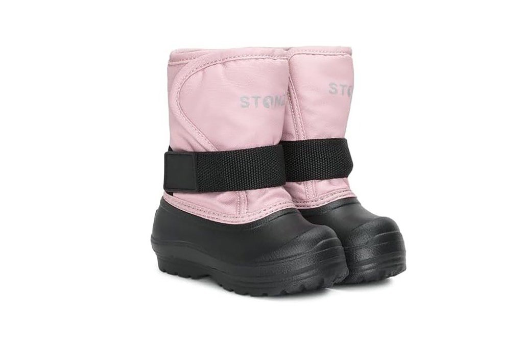 A pair of pink and black boots