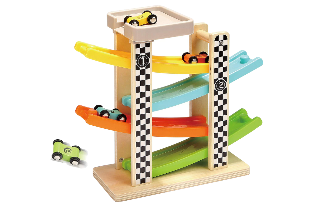 Top Bright Wooden Race Track Car Ramp Racer