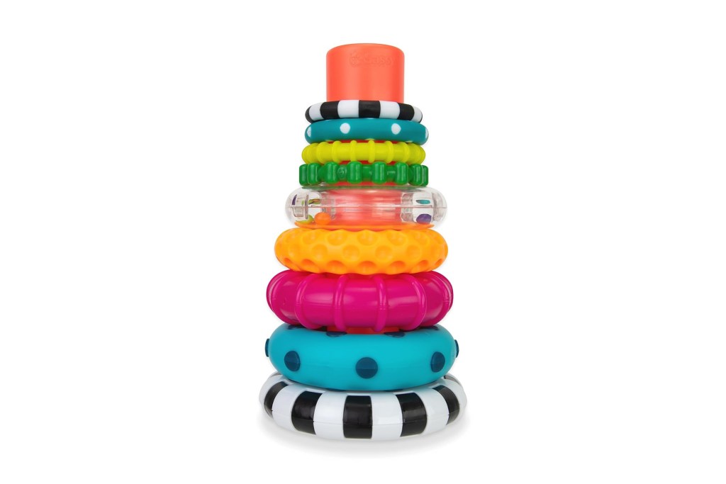 A stack of colorful toy rings