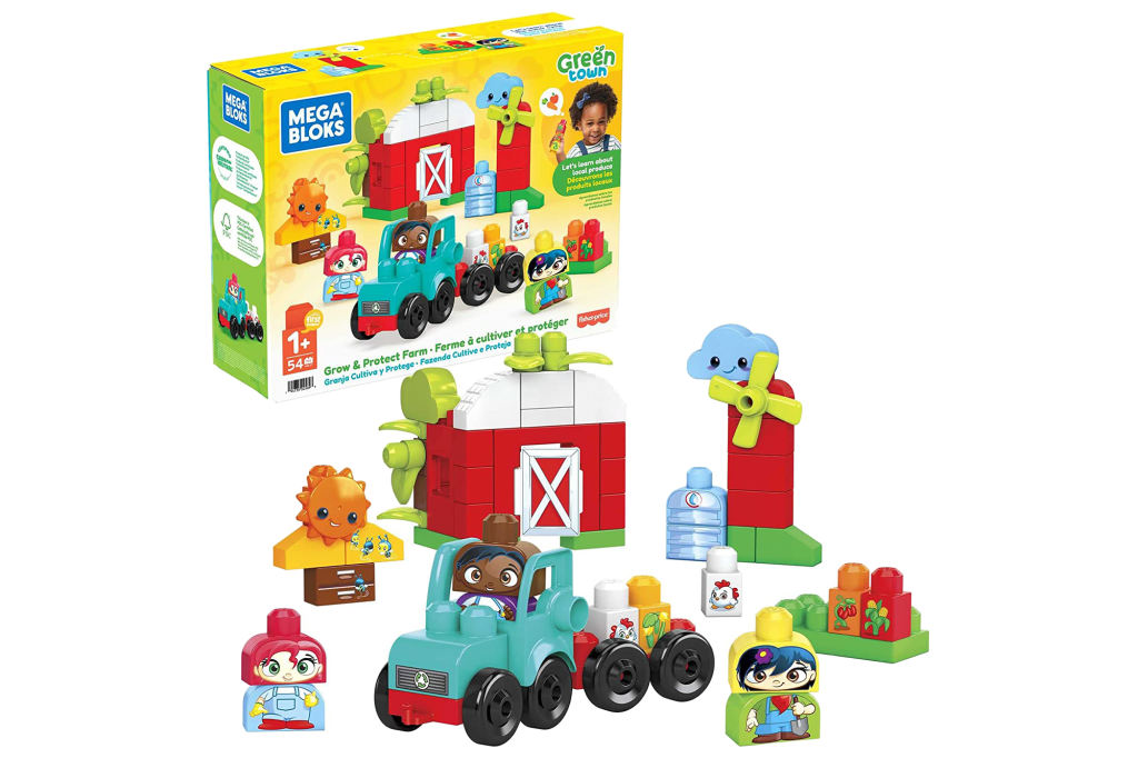 Mega Blocks 54-Piece Green Town Grow & Protect Farm Building Set