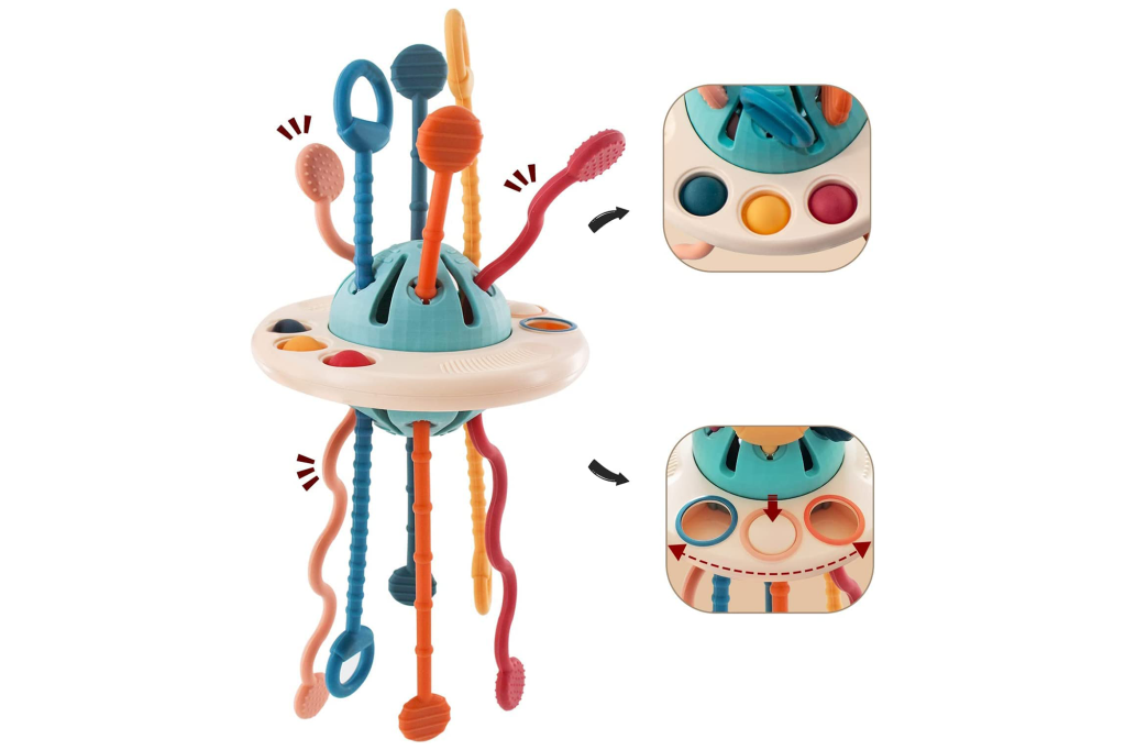 Montessori UFO Food Grade Pull String Activity Toy