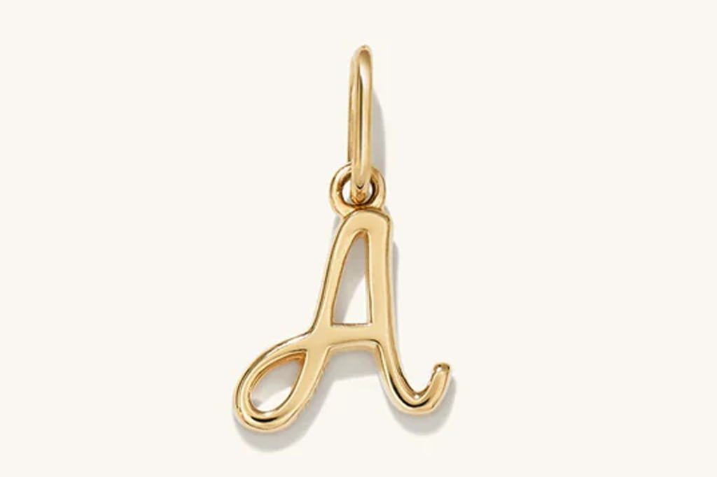 Mejuri 14K Yellow Gold Cursive Letter Charm