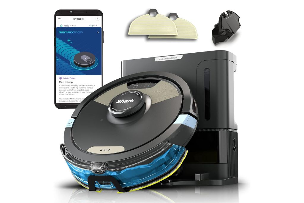 A robot vacuum in its charger