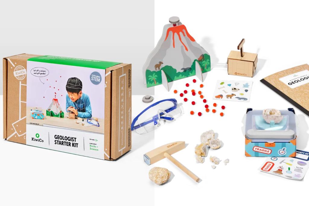 A geology set for kids with a mini volcano.