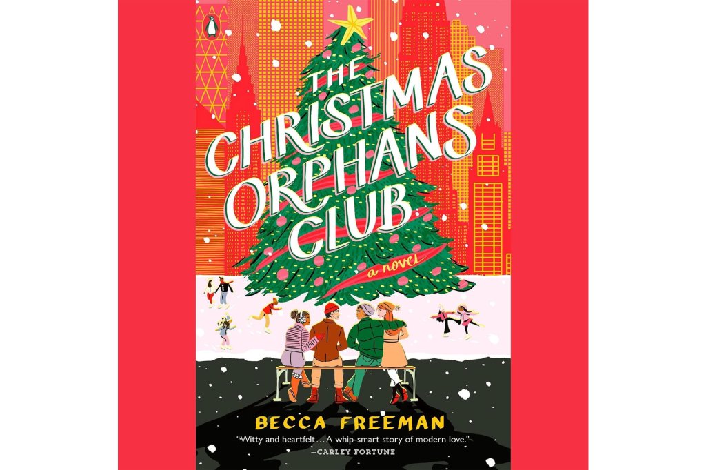 Book cover featuring a group of people under a Christmas tree