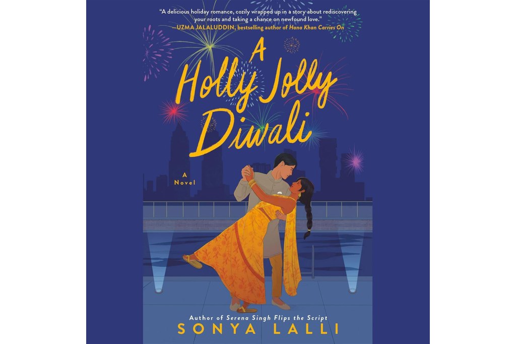 Book cover showing a couple dancing, titled 'a-holly-jolly-diwali'